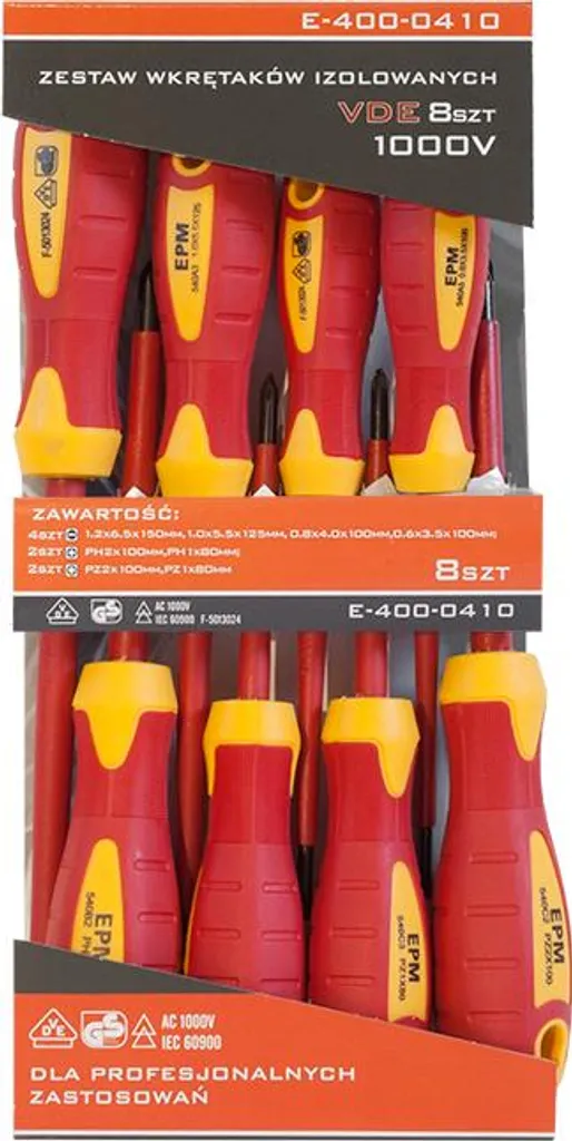 Set di cacciaviti isolati VDE da 8 pezzi - E-400-0410