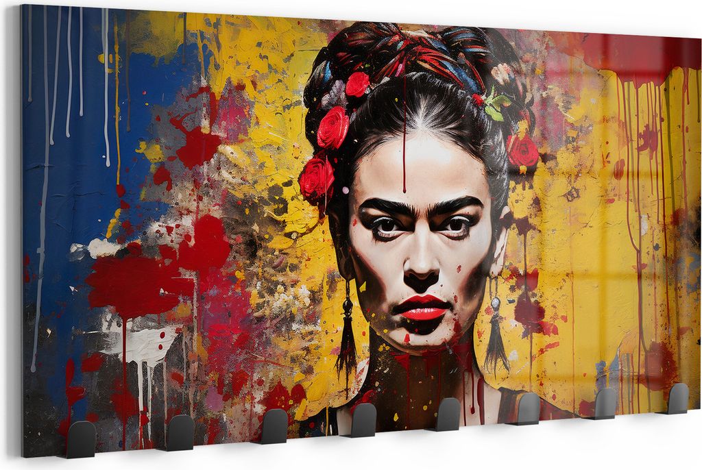 DEQOART Kleiderhaken Glas 60x30 cm 'Fridas Farbvision' Wand Garderobe beschreibbar Paneel