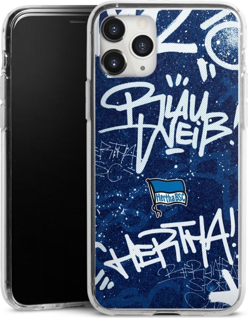 DeinDesign Handyhülle für Apple iPhone 11 Pro Max Silikon Hülle Case Smartphone Schutzhülle Graffiti Hertha BSC Offizielles Lizenzprodukt