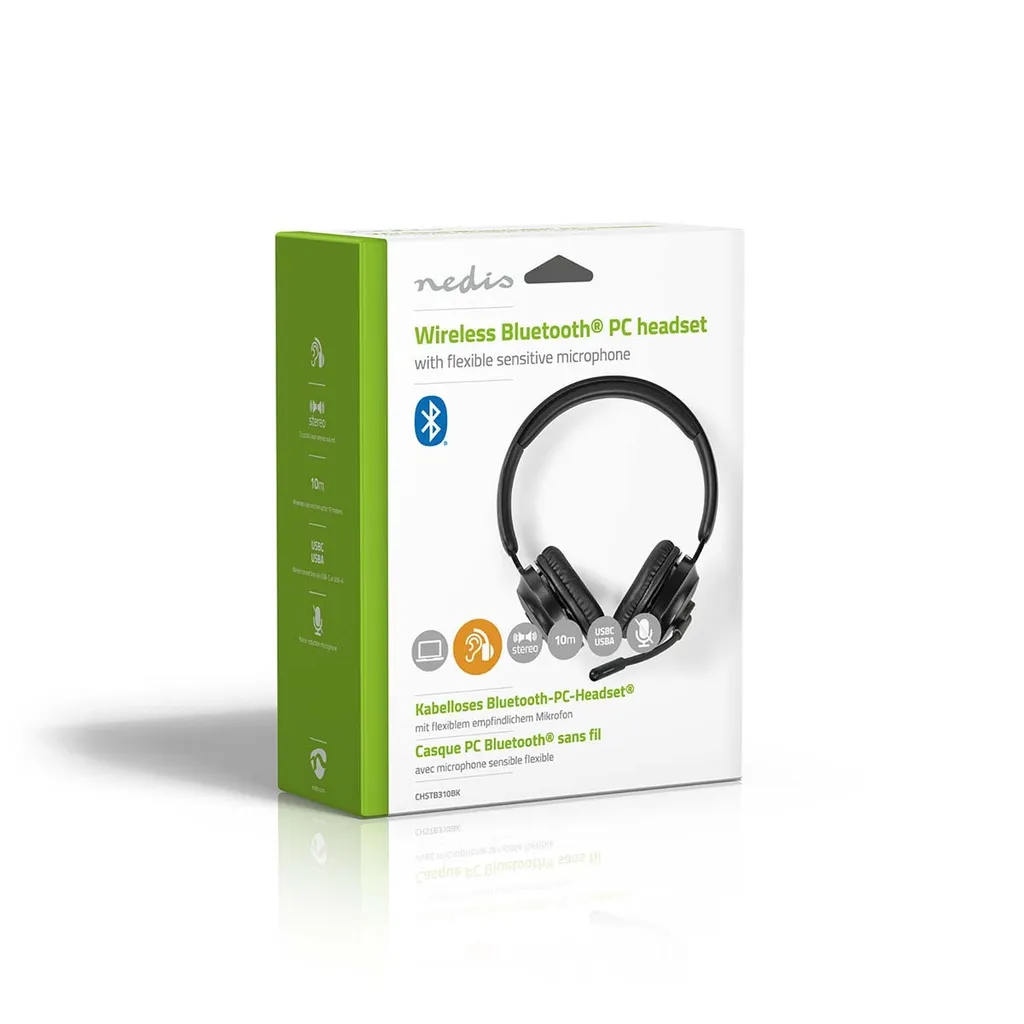 Cuffie Bluetooth Pieghevoli Nero - Auricolare Stereo PC con Microfono - 15