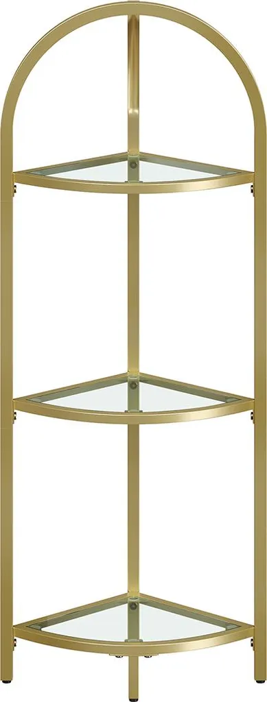Gagner de la place avec l'étagère d'angle 3 niveaux en verre et or G30