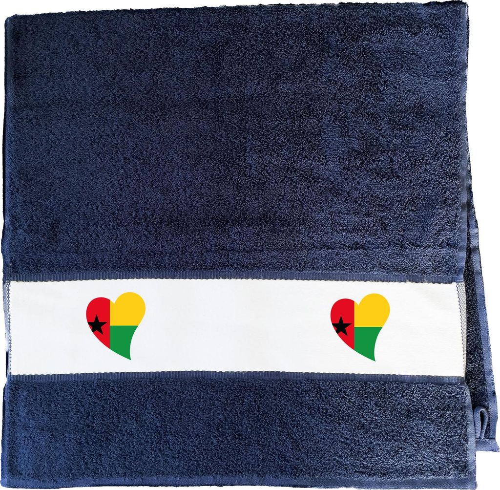 Huuraa Handtuch Guinea-Bissau Flagge Herz 50x100cm French Navy Baumwolle Handtuch Geschenkidee