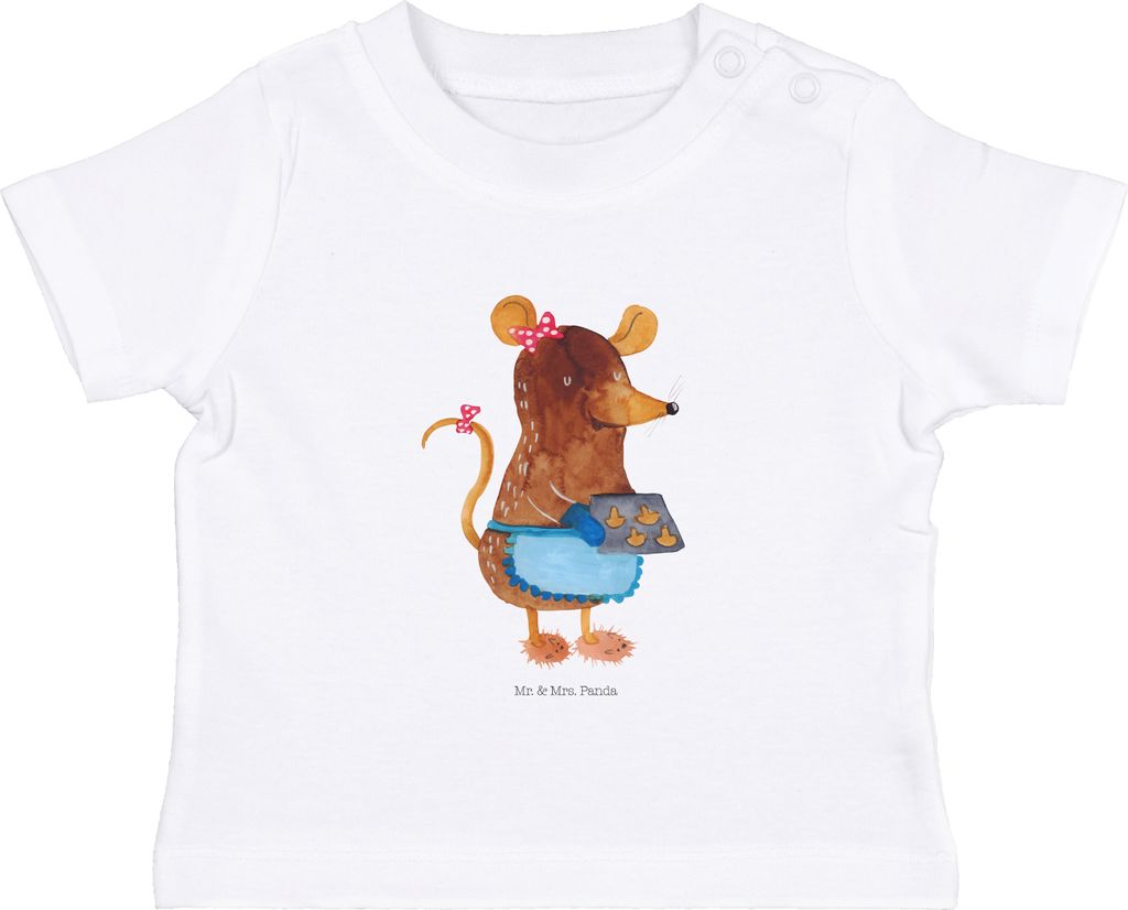 Mr. & Mrs. Panda Babyshirt Maus Kekse 6. - 12. Monat - Weiß - Geschenk, Organic Baby T-Shirt, Weihnachtskekse, , Winter, Weihnachtsbäckerei, Kurz...