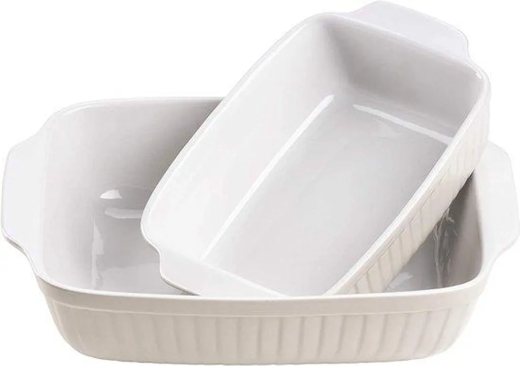 Plat à gratin en céramique pastel - Lot de 2 moules de cuisson rectangulaires