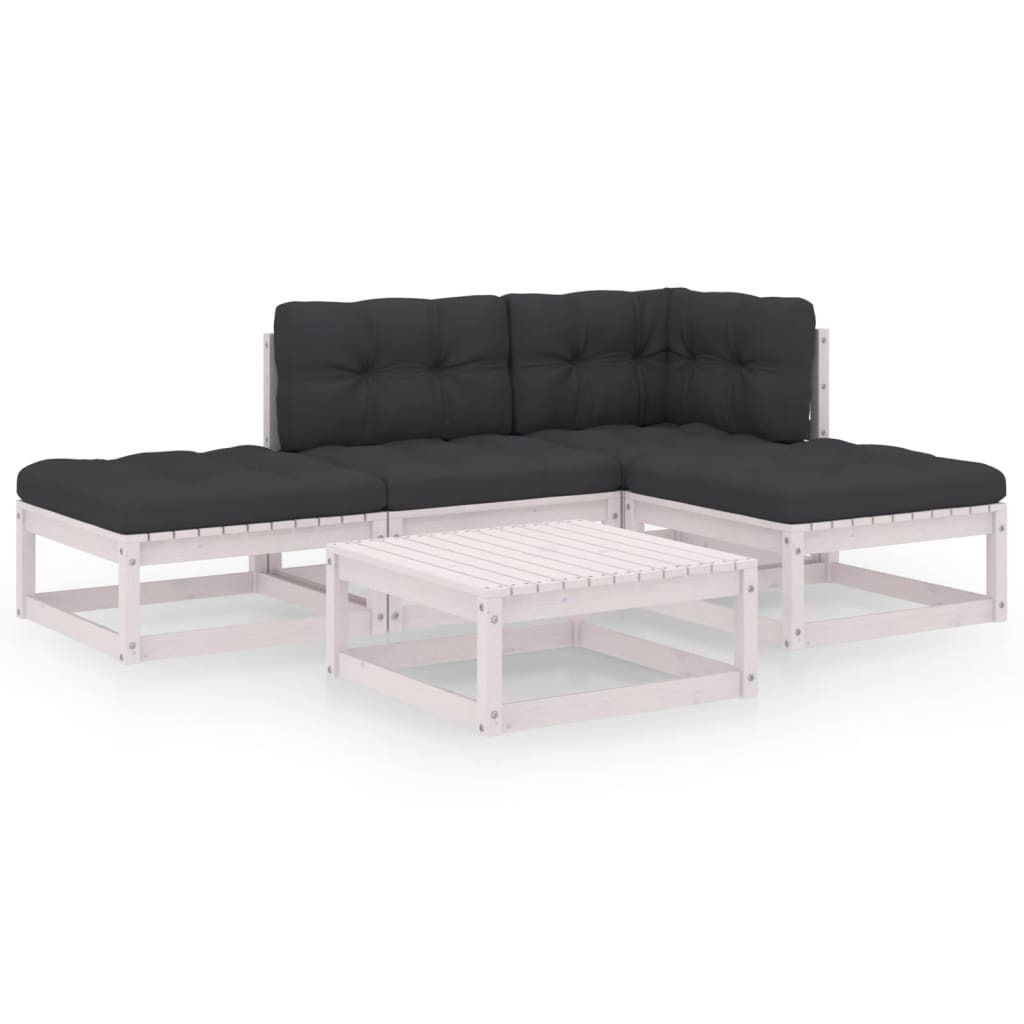 "2026 MODERNE" 5-tlg. Garten-Lounge-Set/Garten-Essgruppe - Balkonmöbel Set - mit Kissen Kiefer Massivholz - Gartenmöbelset CC2229435