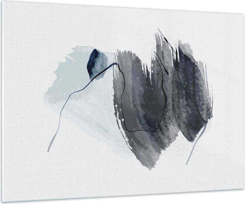 Bilder auf glas - Einteilig - Blau Grau Aquarell - 100x70cm - Glasbilder - Wandbilder - Bilder - zum Aufhängen bereit - Wanddekoration aus Glas - ...