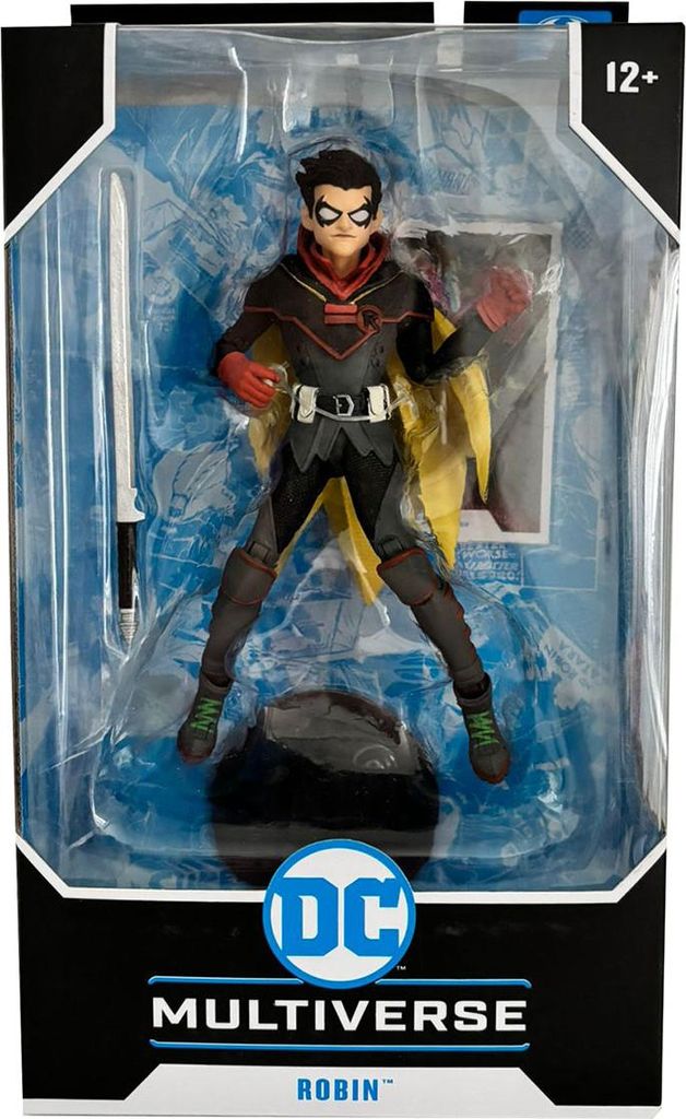 A DC Multiverse Robin action figure in its retail packaging.