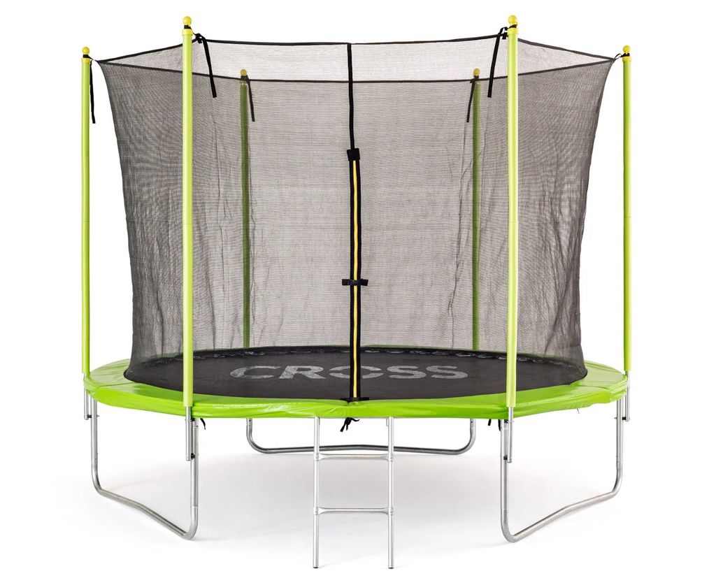 Trampolino CROSS con rete e scala, verde-nero, Immagine del prodotto 