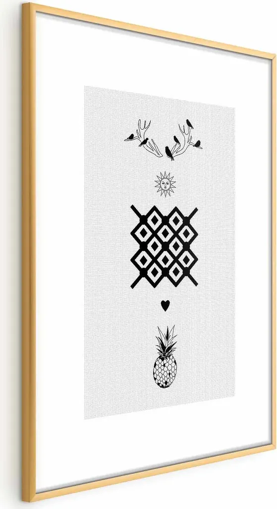 Quadro Felicità 40x60 Dorato con Margine Bianco | Arredo Design