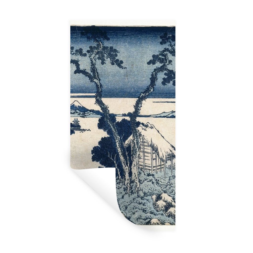 MuchoWow Wandtattoo Wandsticker Wandaufkleber Blick auf den Berg Fuji - Gemälde von Katsushika Hokusai 80x160 cm Selbstklebend und Repositionier...