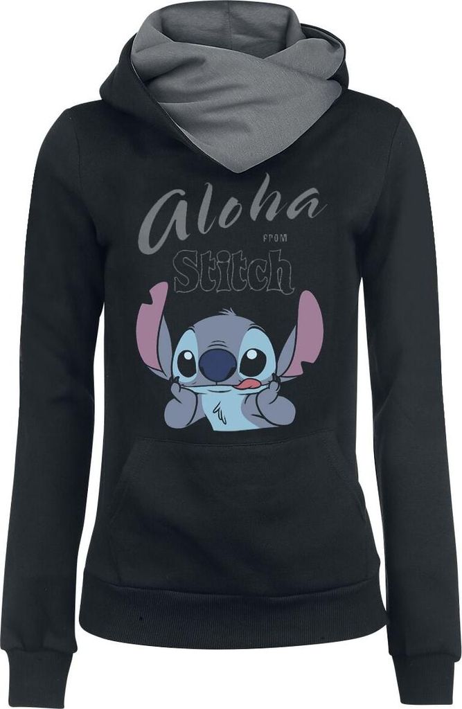 Lilo & Stitch Kapuzenpullover Damen Aloha schwarz/grau M Produktbild 