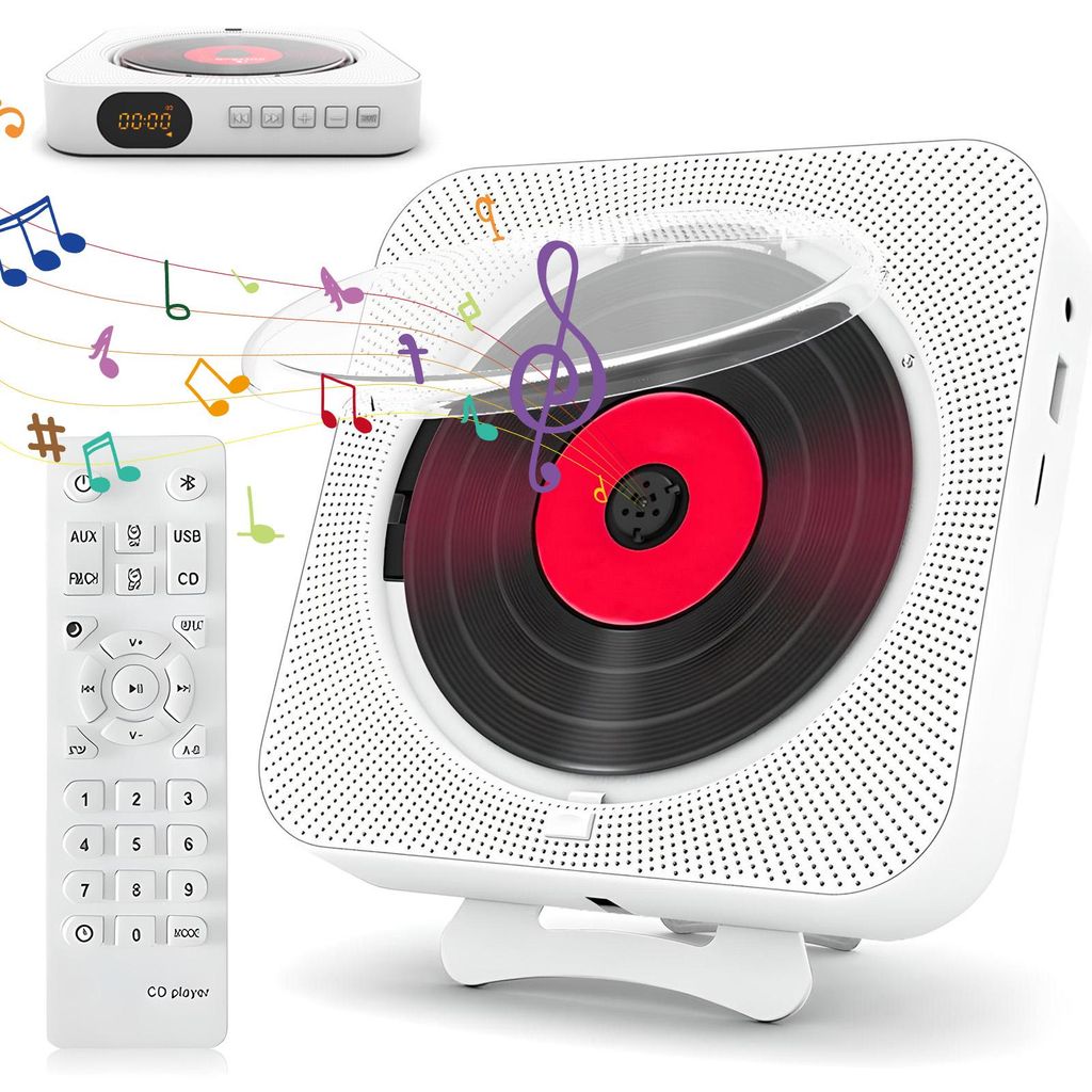 Lettore CD multifunzione bianco - Bluetooth 5.0/FM/USB/TF Immagine del prodotto 
