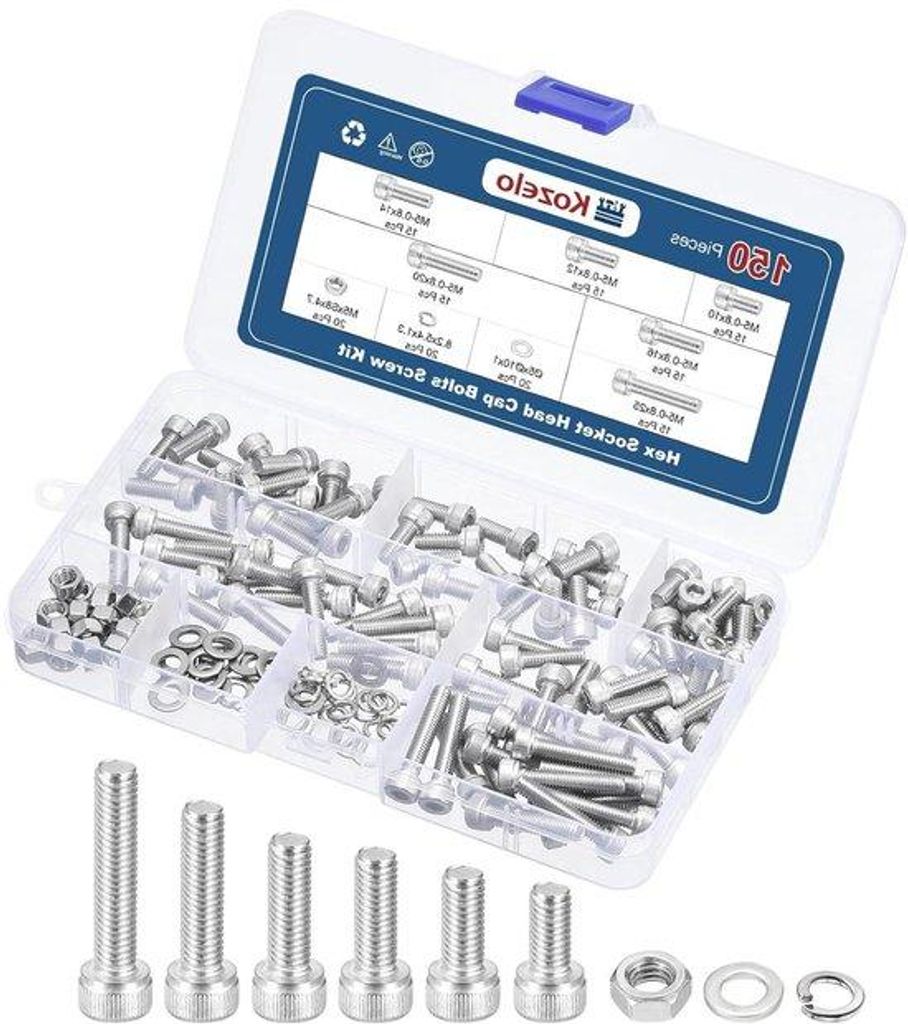 Edelstahl 304 Schrauben M5x10-25mm 150Stk 3D-Drucker
