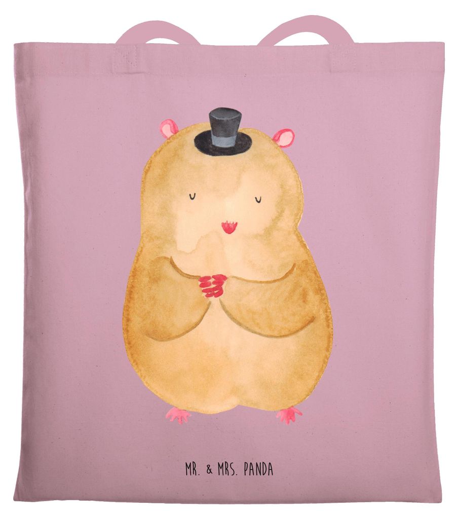 Mr. & Mrs. Panda Beutel Hamster Hut - Rosa Pastell - Geschenk, Tote Bag, Magier, Zwerghamster, Uni Tasche, Shopping, Lustige Sprüche, Zylinder, St...