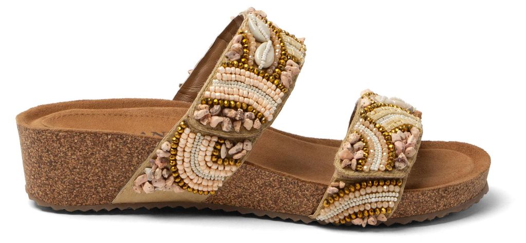 Lazamani Dagmar Damen Leder-Pantoletten Beige Größe 36