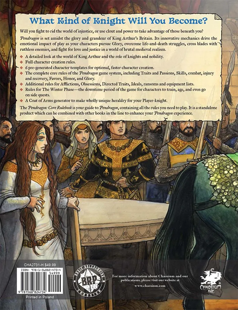 Livre de base Pendragon Core Rulebook pour campagnes de jeu de rôle JdR - 2