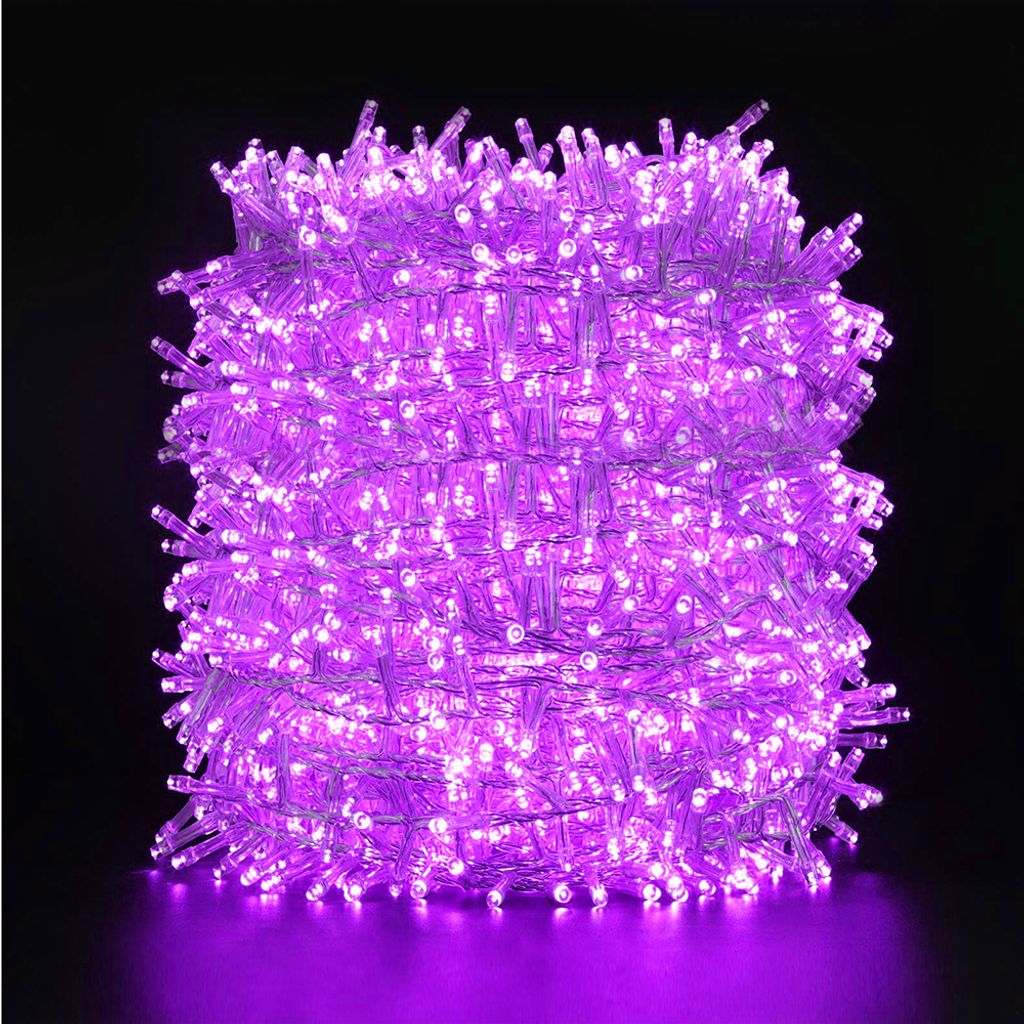 100M 2000LEDs, 8 Lichtmodi, LED Weihnachten Lichterkette, Lichterkette Strom Transparente Kabel, Innendeko Licht, Party Beleuchtung, Lila