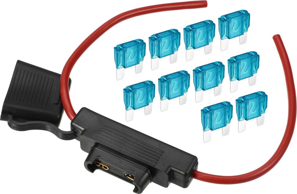 Sicherungshalter für Klingen-Sicherungen bis zu 60A, wasserdicht, 10 AWG Sicherungshalter, Metall, schwarz