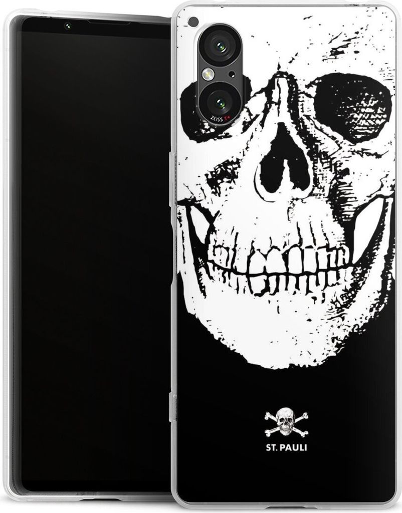 DeinDesign Handyhülle für Sony Xperia 5 V Silikon Hülle Case Smartphone Schutzhülle FC St. Pauli Offizielles Lizenzprodukt Totenkopf
