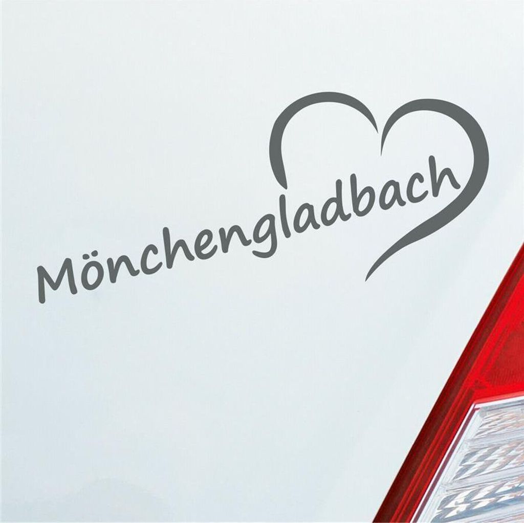 Auto Aufkleber Mönchengladbach Herz Stadt City Liebe Love 19,5x8 cm Grau Sticker Heckscheibenaufkleber