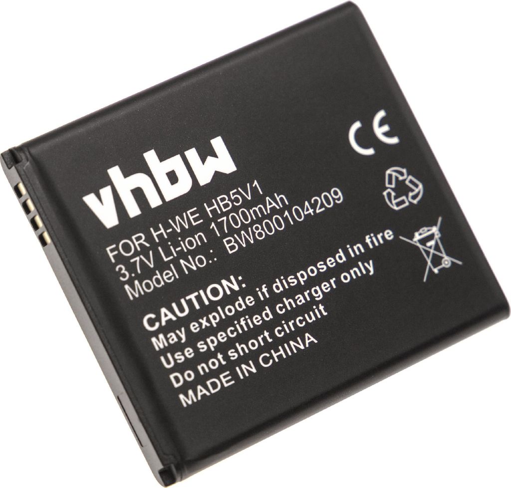 vhbw Akku kompatibel mit Huawei Ascend W1-U00, Y300-0100, G350-U00, U8833, W1, W1-C00, Y300, T8833 Handy Smartphone Telefon (1700 mAh, 3,7 V, Li-Ion)