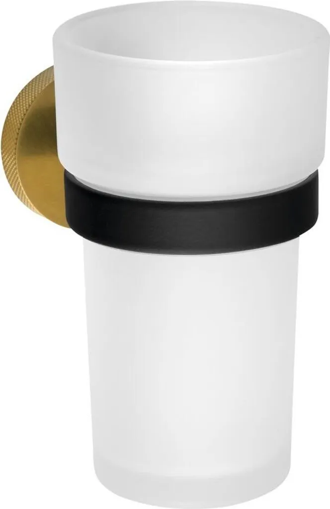 LARISSA Gobelet pour dentifrice en verre dépoli décor noir et or mat