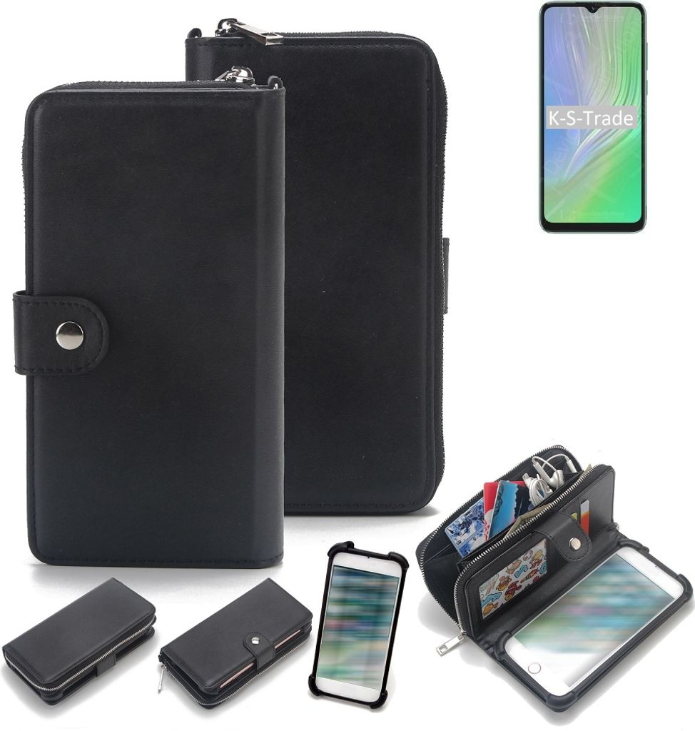 K-S-Trade 2in1 Handyhülle Schutzhülle kompatibel mit Blackview A55 & Portemonnee Cover Handy Hülle Case Etui Geldbörse Wallet Bookstyle Hülle