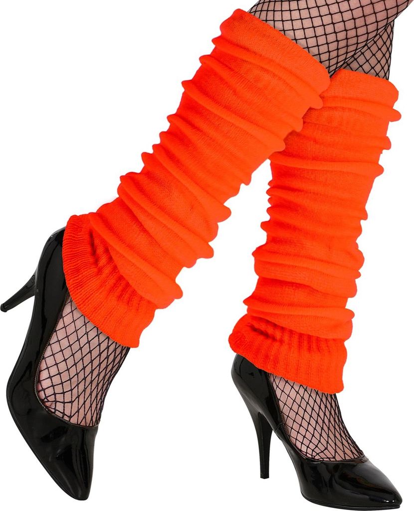 Beinstulpen zum 80er Jahre Disco Kostüm Farbe: Neon-Orange Produktbild 