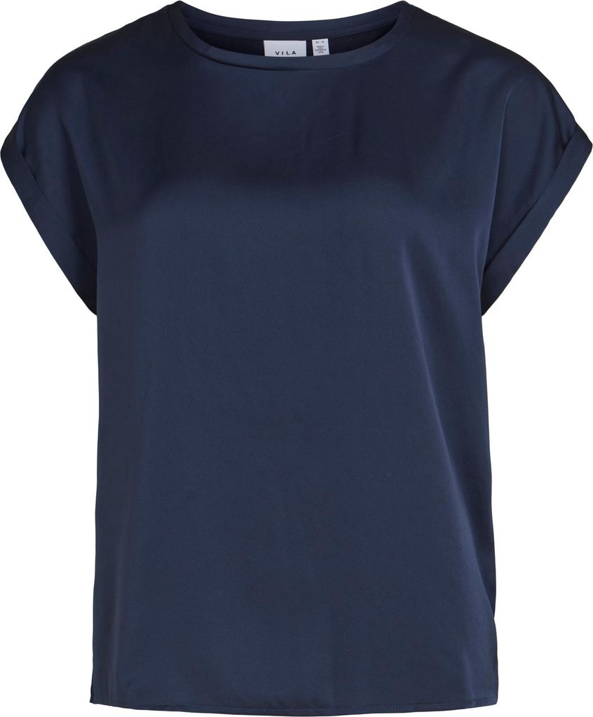 VILA Satin Blusen T-Shirt Kurzarm Basic Glänzendes Oberteil Produktbild 