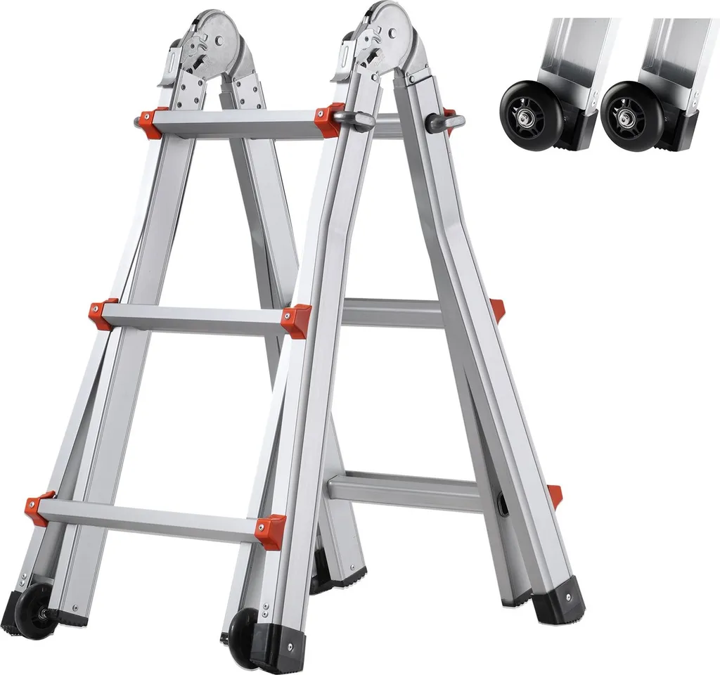 Échelle télescopique 10 ft pliable et compacte avec cadre en A stable