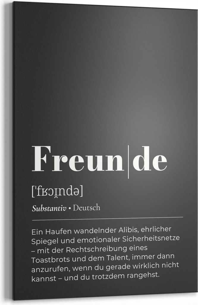 DEQORI Kreidetafel 60x90 cm 'Freunde - Definition' Tafel Wandtafel Schreibtafel