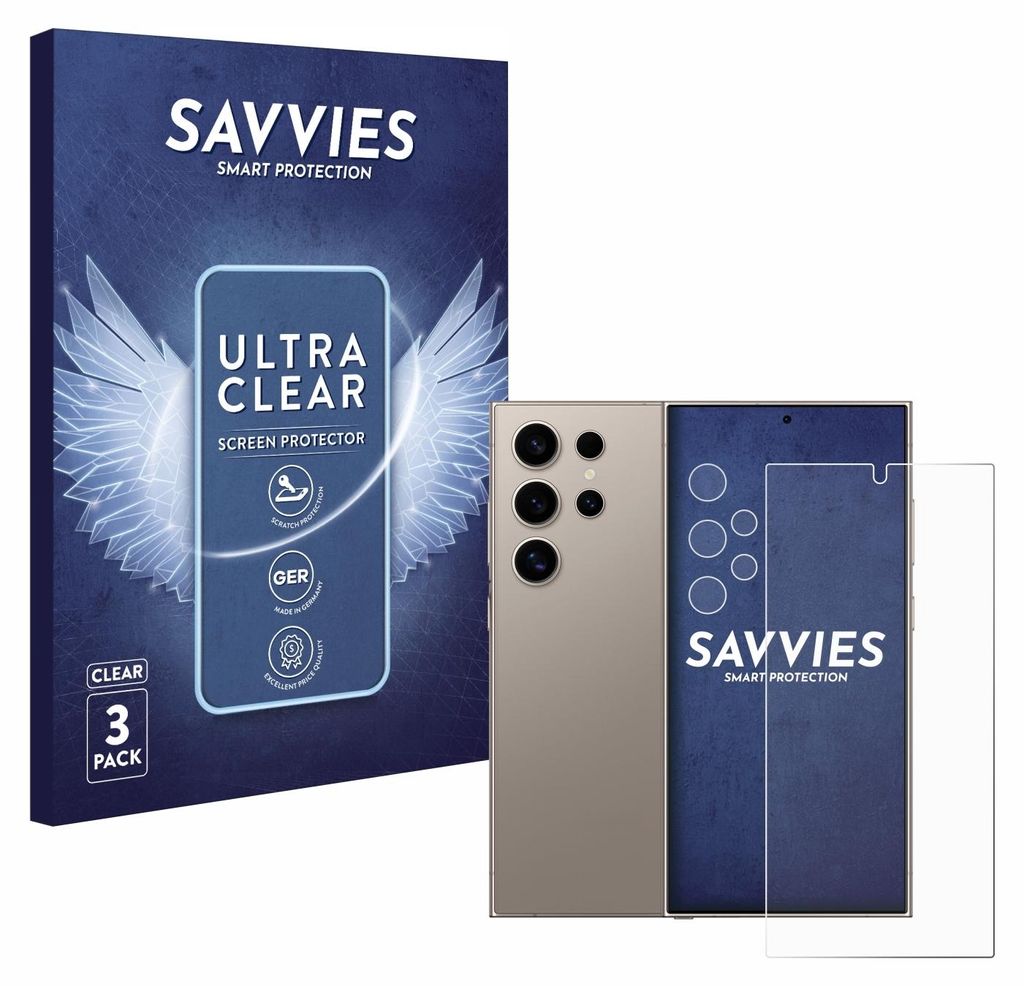 A product shot featuring a phone case box, a smartphone, and a screen protector.