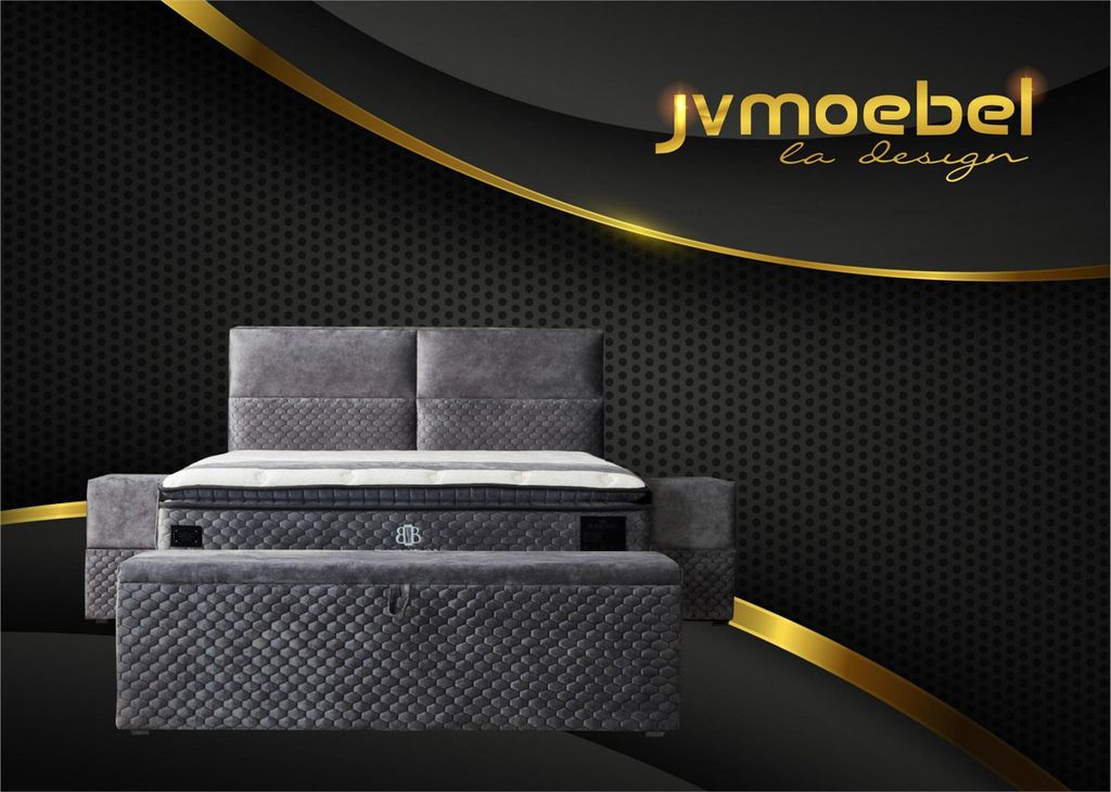 Modernes Designer Luxury Bett mit 2 Nachttischen und Sitzbank Möbel Zimmer 4tlg