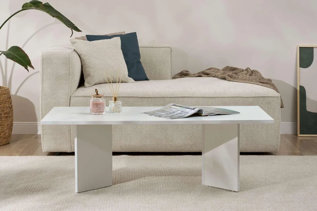 Table Basse Blanche Anti-Rayures Sabin - Mobilier Salon Facile Entretien - 2
