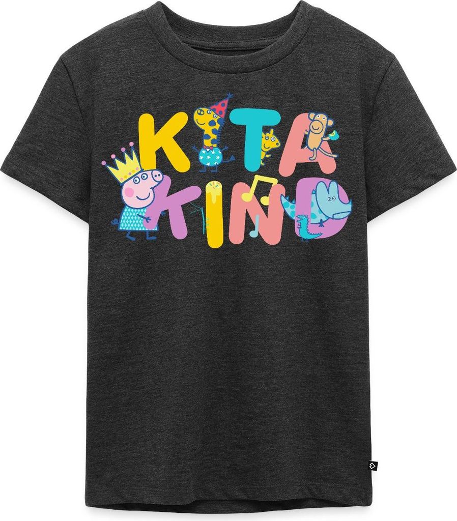 Spreadshirt Peppa Pig Kita Kind Design Kinder Premium T-Shirt, 122/128 (6 Jahre), Anthrazit meliert
