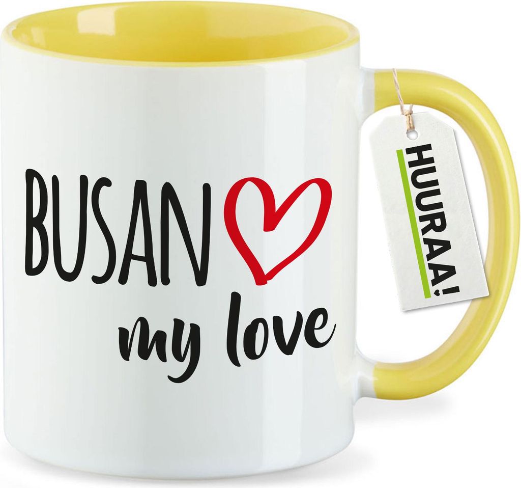 Huuraa Kaffeetasse Busan my love 330ml Gelb Keramik Kaffeebecher Geschenkidee
