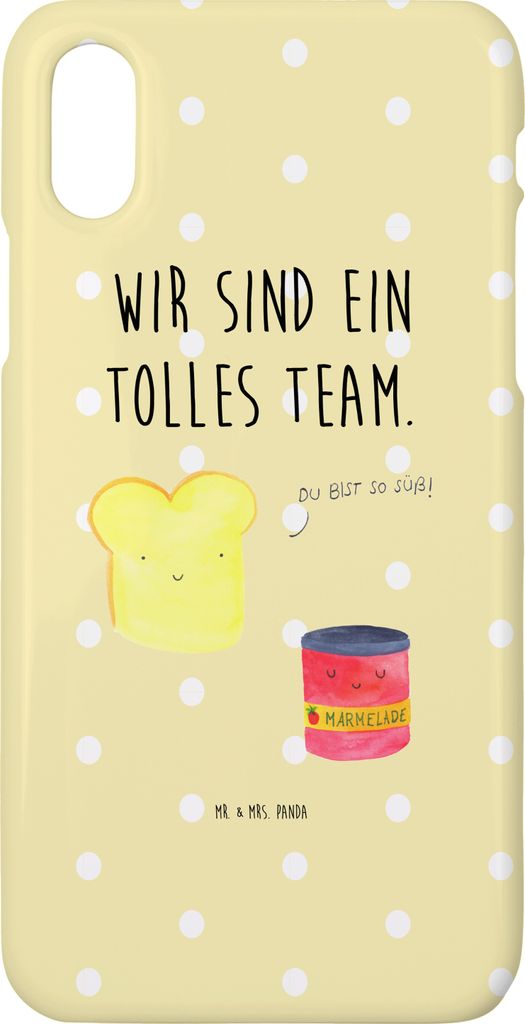 Mr. & Mrs. Panda Iphone 10 Handyhülle Toast Marmelade - Gelb Pastell - Geschenk, Küche Spruch, Handy, Cover, Toastbrot, Süß, Lustige Sprüche, ...