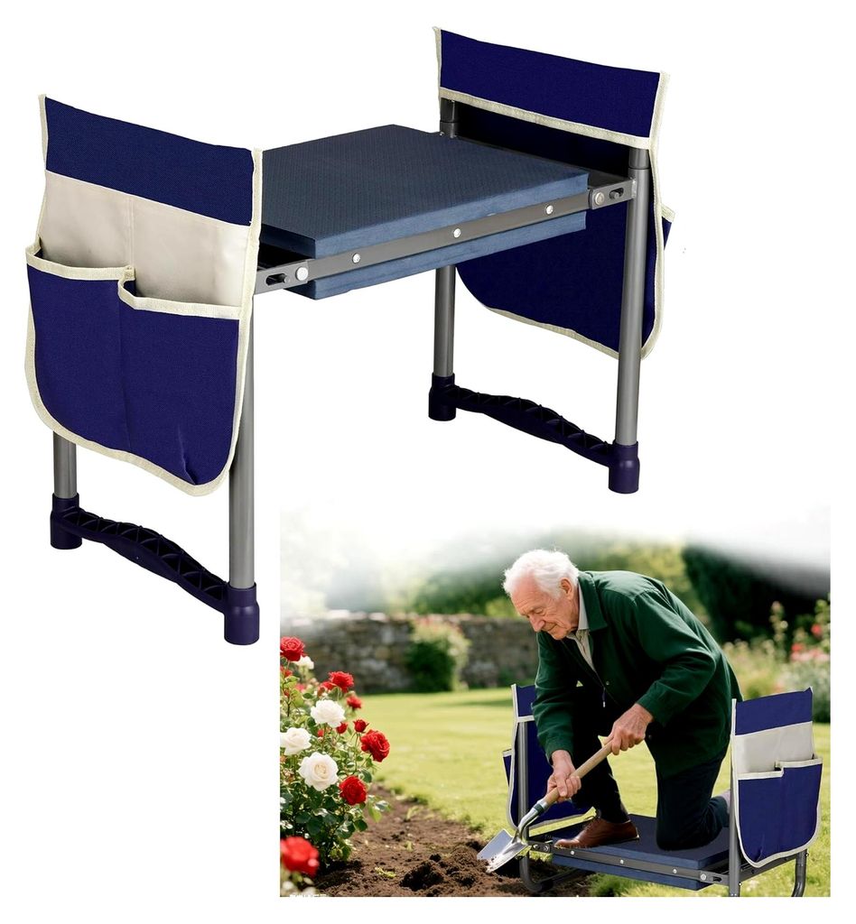 Faltbare Garten-Kniebank und Sitz, 27,4 cm breit, robuster 2-in-1-Kniepolster