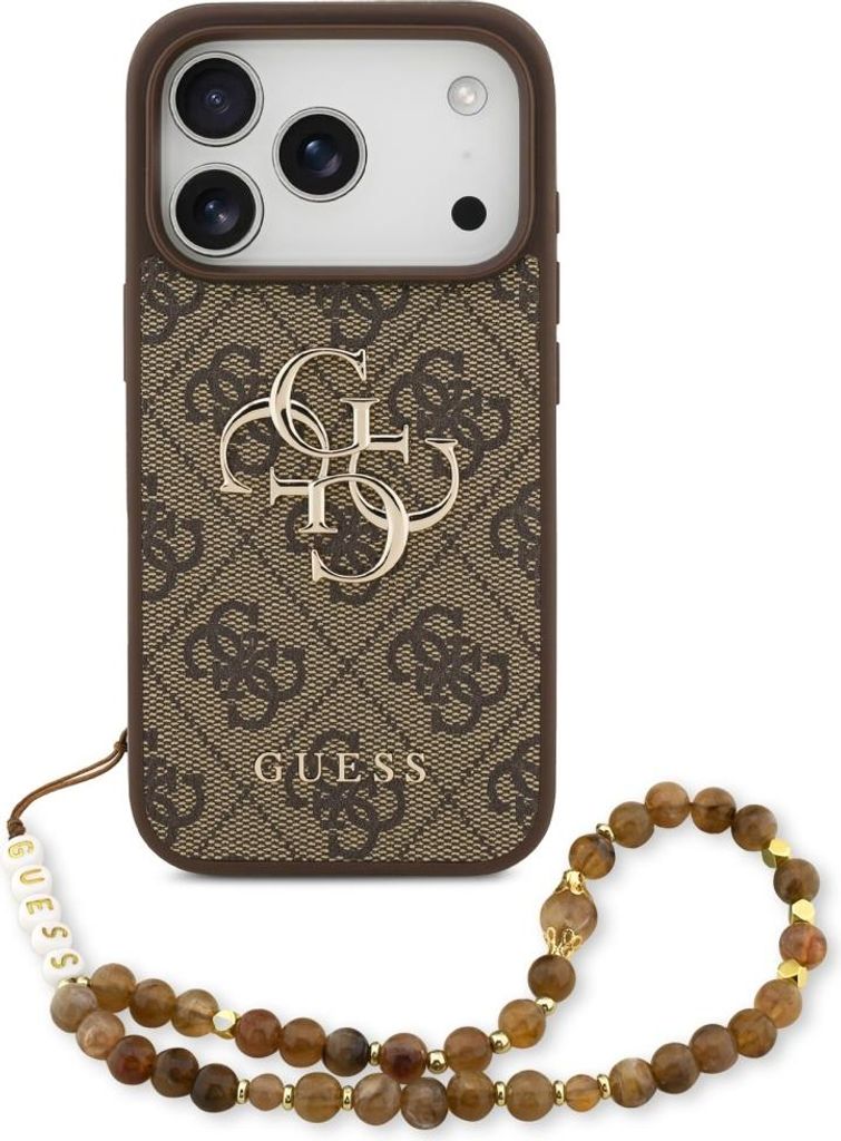 Guess - Hardcase 4G Classic Logo with Pearl Strap (GUHCP17LP4GMGSW) - iPhone 17 Pro - Brown
