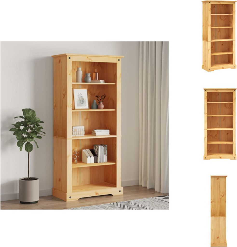 vidaXL Bücherschrank 5 Fächer Mexiko-Stil Kiefernholz Produktbild 
