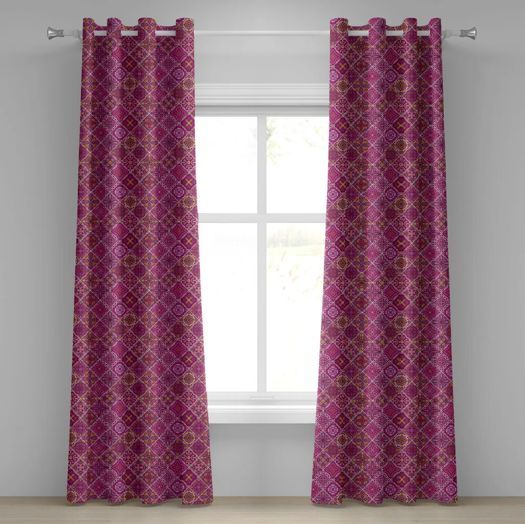 Rideau de salon 280x245 cm pour ambiance marocaine violet et marigold