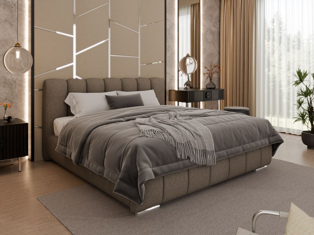 Polsterbett „ZAIRA“ – Modernes Design, viele Farben & Größen – mit Matratze ARLAN (7-Zonen, Kokos)