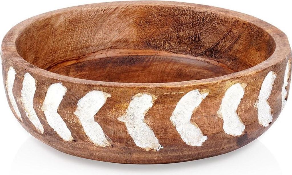 Holzschale zum Servieren von Snacks, Salaten, Obst, 20cm, 850ml, VILDE 259688