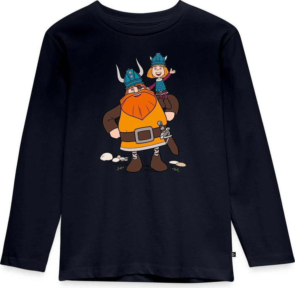 Spreadshirt Wickie Und Die Starken Männer Halvar Trägt Wickie Kinder Premium Langarmshirt, 98/104 (2 Jahre), Navy