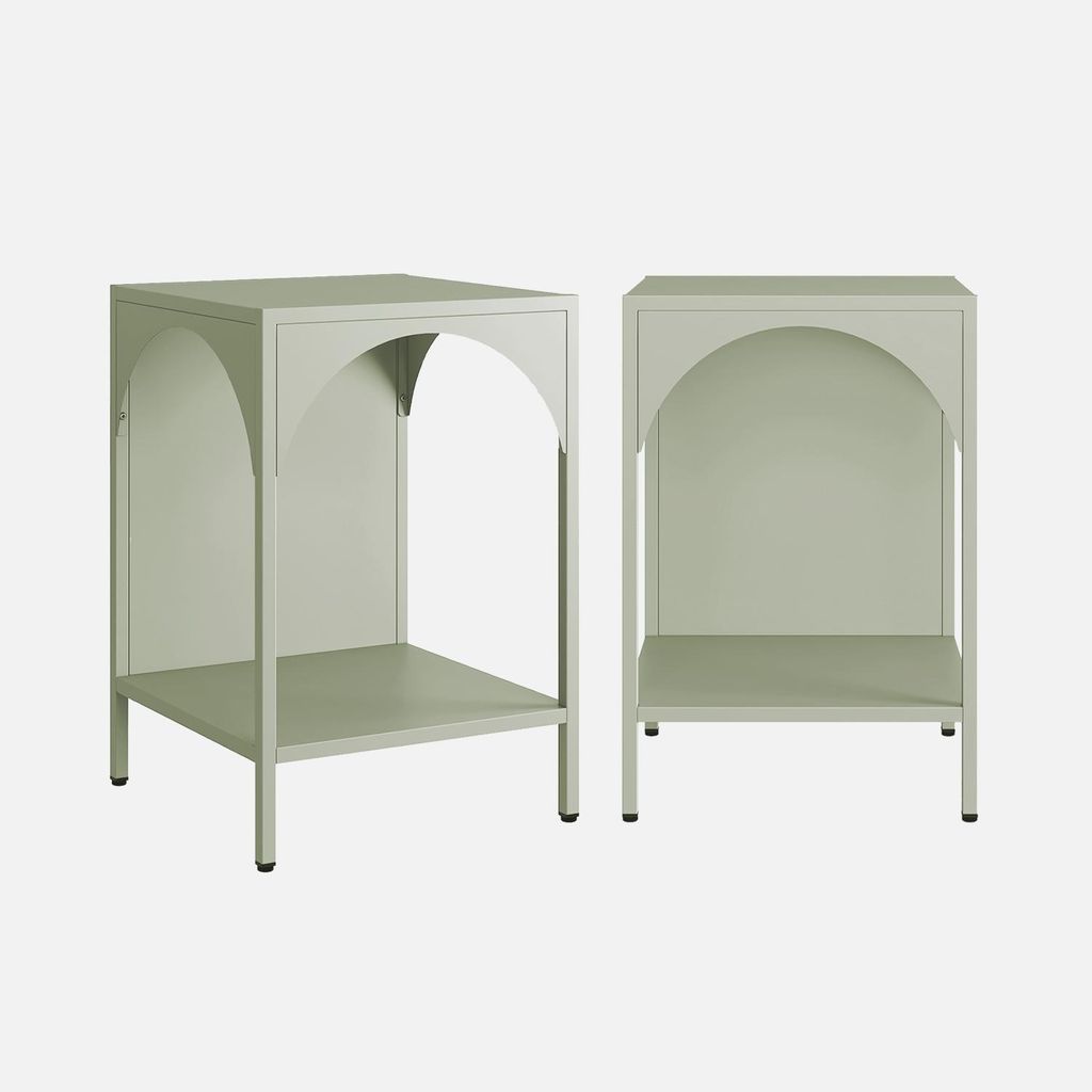 Set 2 comodini, tavolini industriali, Verde chiaro Immagine del prodotto 