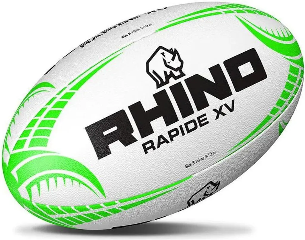 Rhino Rugbyball Rapide XV Taille 5 Blanc - Ballon Entraînement Grip