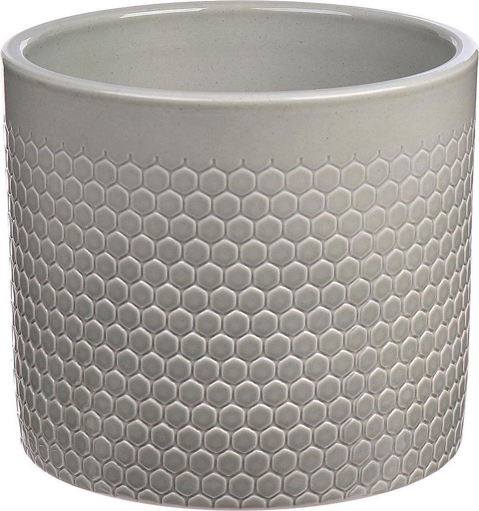 INNA-Glas Übertopf Cinzia aus Keramik, Punktemuster, jadegrün, 12,3 cm, Ø 13,5 cm - Kleiner Keramiktopf