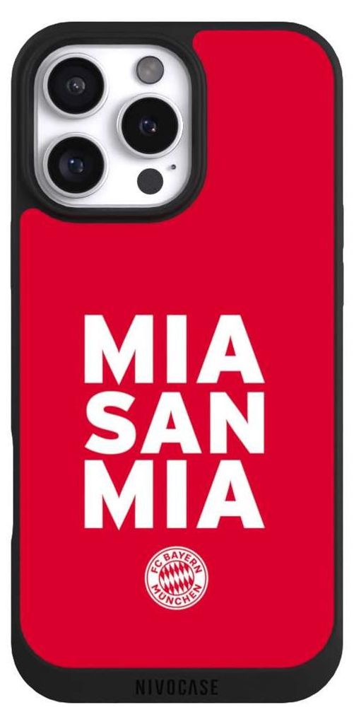 NIVOCASE Handyhülle für Apple iPhone 16 Pro Max Hülle NIVOpure Case Schwarz FC Bayern München FCB Mia San Mia