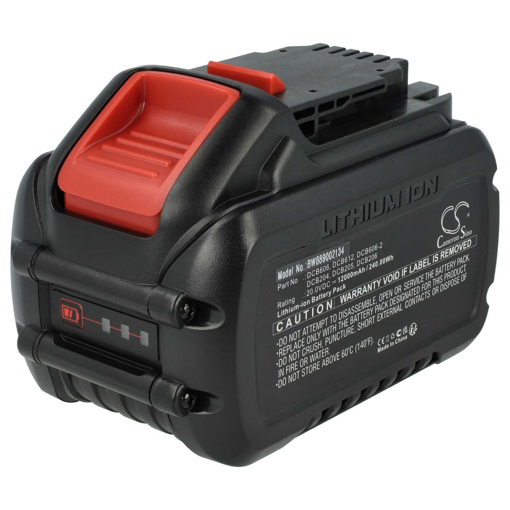 vhbw Akku kompatibel mit Dewalt DCR006, DCN890N, DCN693P2, DCP580NT, DCP580P2, DCP580, DCR015, DCN890 Werkzeug (12000 mAh, Li-Ion, 20 V, 20 V / 60 V)