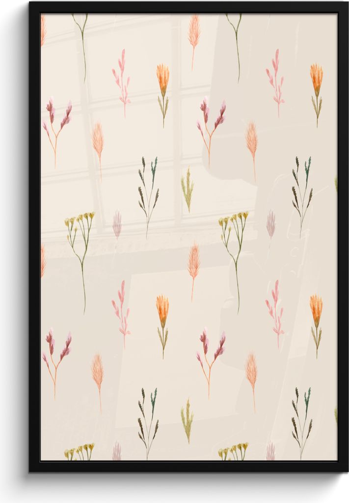 MuchoWow MuchoWow Gerahmtes Poster Blumen - Pastell - Farben 60x90 cm - Poster mit zchwarzem Bilderrahmen - Kunst